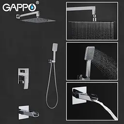 Душова система прихованого монтажу Gappo G7107-20, вилив - перемикач на лійку, 3-функції, хром, Хром - мініатюра 2