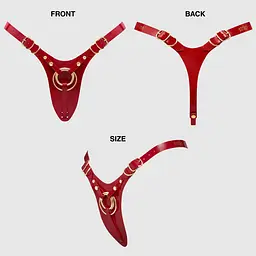 Трусики для страпону Strap-On-Me Leatherette Harness Fabulous - One Size - Red Glossy SX2853 104385 - мініатюра 5