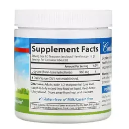 Аминокислота Carlson L-Лизин в порошке, L-Lysine, Amino Acid Powder, 100 г (CAR-06885) - миниатюра 2
