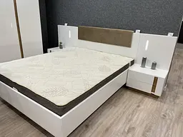 Тумби приліжкові 2 шт. з підсвіткою Perfect Home Арко / Arco з 4 шухлядами 2S/60 Білий глянець/дуб грандсон (PFH-091049) - мініатюра 7