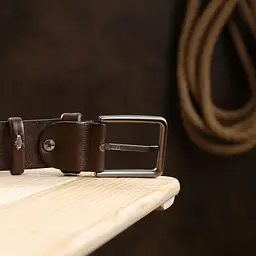 Батальний чоловічий ремінь з натуральної шкіри 20701 Vintage коричневий 147 см - мініатюра 7