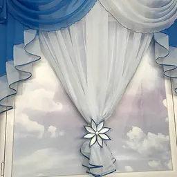 Фіранка з шифону блакитно-білого кольору на тасьмі 16,м на 4м. ALBO pbe0052814 - мініатюра 4