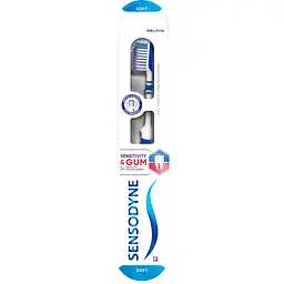 Зубна щітка Sensodyne Чутливість зубів та захист ясен м'яка біла з синім