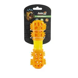 Іграшка AnimAll GrizZzly мультифункціональна кісточка для собак 18.7×6×4.2 см оранжево-жовта