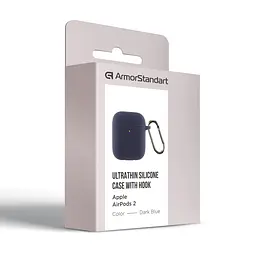 Силіконовий чохол для навушників Apple AirPods 2, Hang Case, синій, ультратонкий захисний кейс товщиною 2 мм, захист від подряпин, пилу та ударів, компактний, з карабіном для кріплення, ArmorStandart (ARM59681) - мініатюра 3