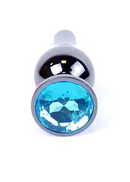 Анальна пробка - Jewellery Dark Silver Long Plug Light Blue - мініатюра 7