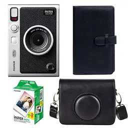 Подарочный набор камера Fujifilm Instax Mini EVO, Фотобумага 20 шт, Чехол, Фотоальбом 108 фото Черный