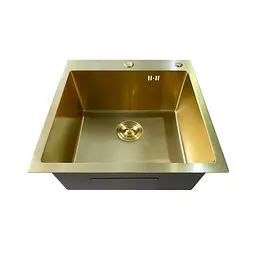 Кухонна мийка з нержавіючої сталі Mixxus MH5050 Micro Decor Brushed Gold MI8214, Золотий - мініатюра 4