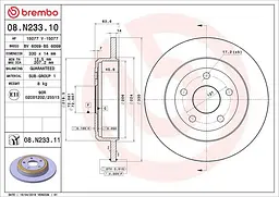 Диск гальмівний невентильований Jeep Grand Cherokee IV, Dodge Durango 10-25р Brembo (08.N233.11)