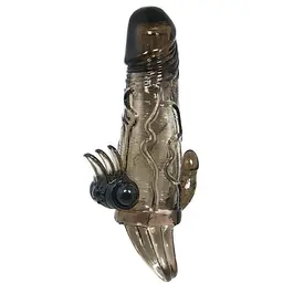 Подовжуюча насадка з вібрацією Baile Brave Men Vibro Penis Sleeve Black, 14.7х3.7 см