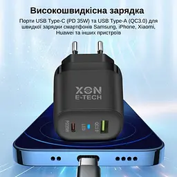 Зарядний пристрій XON PowerCharge 35W (PD35) USB Type-C (PCWB035035A1С1B 6112) Чорний - мініатюра 3