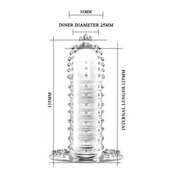 Насадка на член Baile Silikon Penis Sleeve Clear, +5 см (прозорий) - мініатюра 2