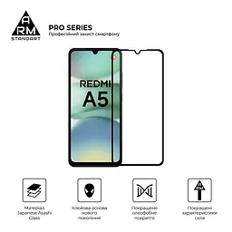 Захисне скло на Xiaomi Redmi A5 4G (GL) Poco C71 4G з олеофобним покриттям, Pro, повне проклеювання, антистатичний і пиловідштовхуючий шар, 9H, самоклеючеся, 2.5D, на весь екран, антистатичний клей, ArmorStandart (ARM84705) - мініатюра 2
