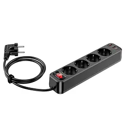 Мережевий продовжувач Hoco NS1 Aura 4-bit (4 х розетки 3 х USB) чорний - мініатюра 2