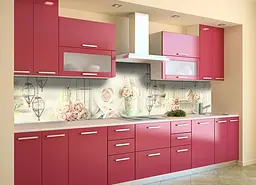 Кухонний фартух Ліхтарі та Троянди вінілова наклейка ПВХ квіти Абстракція Рожевий 60х300 см Happy Pocket Z180769