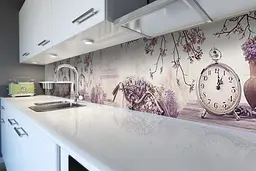 Кухонний фартух Фіолетовий Прованс для кухні наклейка лаванда годинник велосипед 60х300 см Happy Pocket Z180494 - мініатюра 6