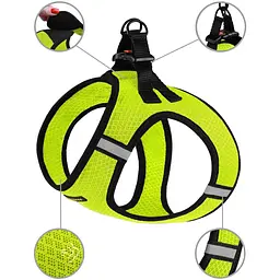 Шлея для собак Bronzedog Mesh Vest, розмір М, 42х47 см, лимонна - мініатюра 3