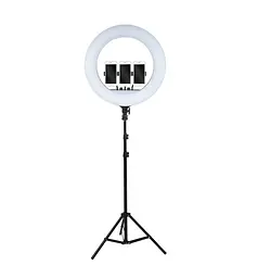 Кільцева LED лампа 36 см зі штативом 210 см на 3 тримачі для телефону 3 режими свічення з пультом Ring Light LS-360