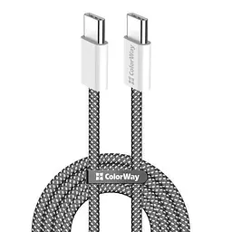 Кабель Type-C - Type-C, 1 м, чорний, ColorWay, 60 Вт, 3A, Braided Nylon (CW-CBPDCC061-BK)
