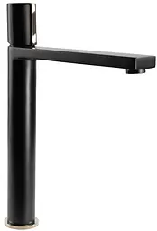 Змішувач для умивальника Rea Icon black L.gold чорний високий REA-B5681, Чорний