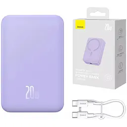 Портативний ЗП Power Bank Baseus Magnetic Mini OS 20W c БЗП 10000 mAh (PPCX110105) Purple - мініатюра 4
