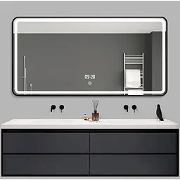 Дзеркало Dusel Led DE-M0065D Black 80x65 см сенсорне включення + підігрів, Чорний