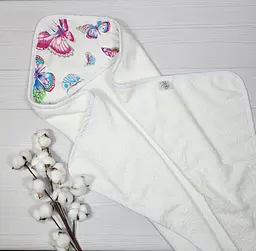 Дитячий рушничок-куточок 80х80 a.l.babybox Метелики Білий - мініатюра 3