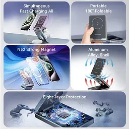 Зарядний пристрій 15W 3-in-1 Magnetic Wireless Fast Charger Gray Vention (FGFH0) - мініатюра 2