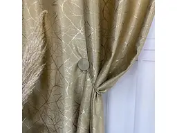 Льняні штори золотистого кольору з ефектом битого скла 2шт. 150х270 на тасьмі ALBO pbe0052956 - мініатюра 5