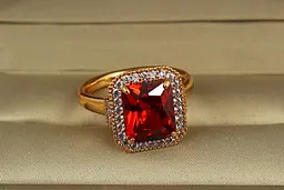 Кільце Xuping Jewelry авангард з червоним каменем р 16 золотисте - мініатюра 2