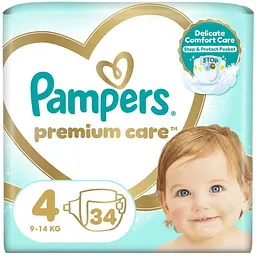 Підгузки Pampers Premium Care Maxi Розмір 4 (9-14 кг) 34 шт (8001090379368)