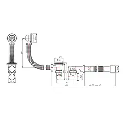 Сифон для ванни Lidz (WHI) 60 03 V002 02 з ревізією (вихід 50 мм) - мініатюра 2