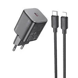 МЗП Hoco N40 Mighty 1C PD20W + Type to Lightning Black