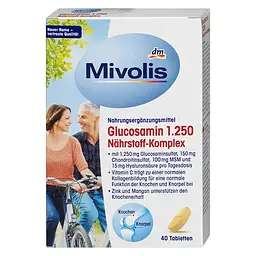 Глюкозамін хондроїтин Mivolis Glucosamin 1250 Nutrient Complex для опорно-рухового апарату в капсулах, 40 шт 
