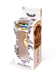 Металева анальна пробка із кристалом B-Series Jewellery Gold Plug Light - мініатюра 9