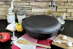 Чавунна сковорода Brizoll Wok з кришкою-сковородою гриль 36 см (W36-3) - мініатюра 11