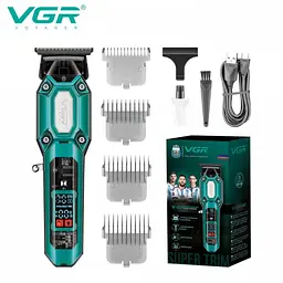 Тример акумуляторний для стрижки волосся VGR V-900 GREEN LED display 7000 RPM