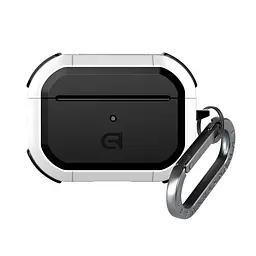 Чохол для навушників Apple AirPods Pro 2 2022, білий, Panzer, протиударний захисний кейс з TPU та полікарбонату, посилені стінки, захист від подряпин, пилу та ударів, легкий та компактний, з карабіном для кріплення, ArmorStandart (ARM82753)