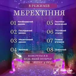 Гірлянда-штора світлодіодна 160 LED розмір 1,5 * 1,5 м, мультиколор - мініатюра 6