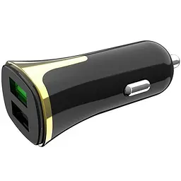 Автомобільний зарядний пристрій Hoco Z31 2 USB QC 3.0 Black/Gold + USB Cable Type-C 3.4A - мініатюра 5