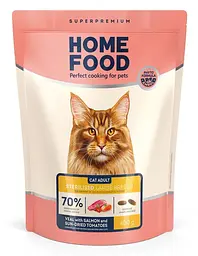Корм для котів великих порід Home Food з телятиною, лососем та в'яленими томатами 0,4 кг