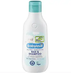 Детский шампунь-гель Babylove Ultra Sensitive 2в1 с миндальным маслом для мытья головы и купания, 500мл (4066447710168)