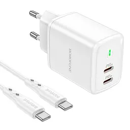 Адаптер мережевий BOROFONE Type-C to Type-C cable Reacher dual port set BN9 35вт білий