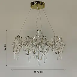 Дизайнерська невагома золота люстра із кришталем Ø 70 см | Арт. MJ203-730 Titanium | Line F - мініатюра 8