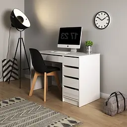 Стіл туалетний письмовий Perfect Home Ада / Ada 5S/120 з 5 шухядами Білий глянець (PFH-091306) - мініатюра 2