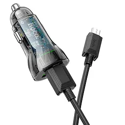 Адаптер автомобільний HOCO Micro USB cable Transparent Discovery Edition dual port Z47 2USB, QC, 3A - мініатюра 4