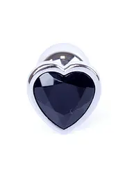 Анальна пробка B - Series HeavyFun Jewellery Silver Heart, 7 см (чорний) - мініатюра 2