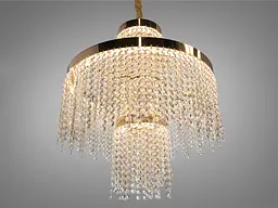 Підвісна кришталева люстра Diasha 376-500GD двоярусна LED-модель у золотому виконанні, 100 Вт, діаметр 49 см - мініатюра 3