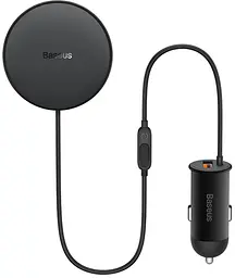 Бездротовий АЗП Baseus CW01 Magnetic Wireless Charging 15W + АЗУ USB 25W SUCX040001 Black - мініатюра 2