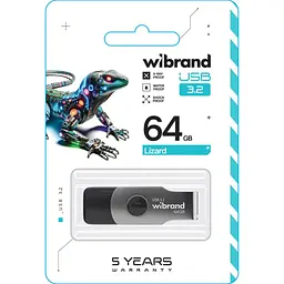 USB флеш-накопичувач Wibrand Lizard 64GB USB-А 3.2 Gen1 Black (WI3.2/LI64P9B) [173094] - мініатюра 3
